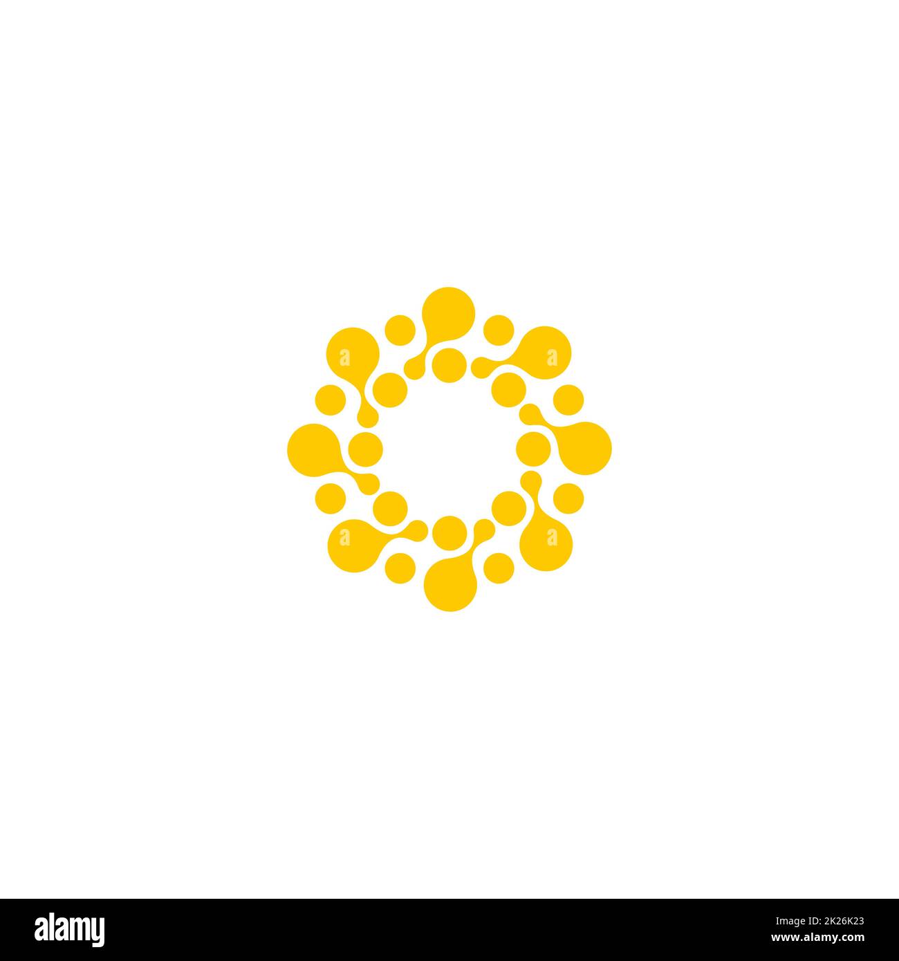 Il vettore isolato sun logo design modello. Punti astratto simbolo. Icona di forma rotonda. Foto Stock