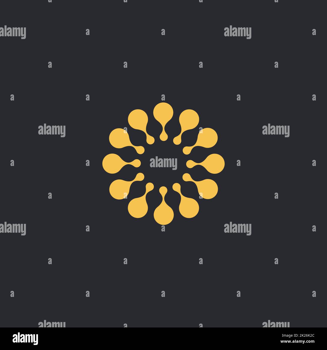 Il vettore isolato sun logo design modello. Punti astratto simbolo. Round forma insolita. Foto Stock