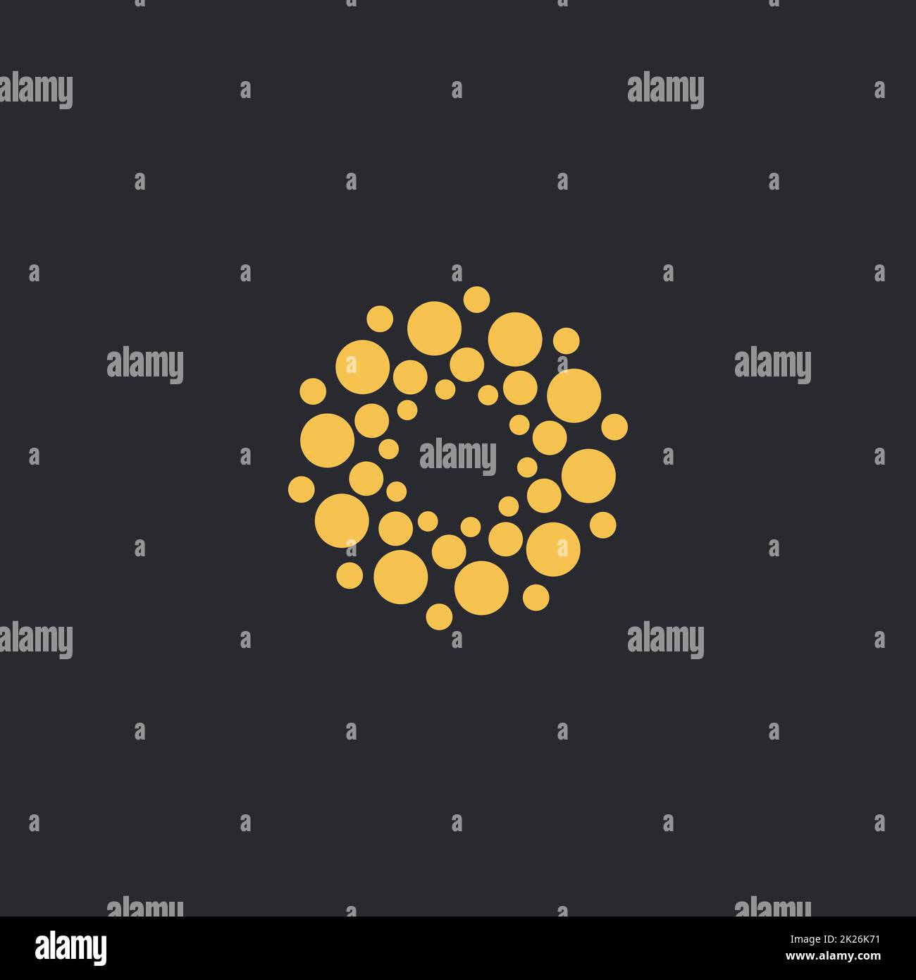Il vettore isolato sun logo design modello. Punti astratto simbolo. Round forma insolita. Foto Stock