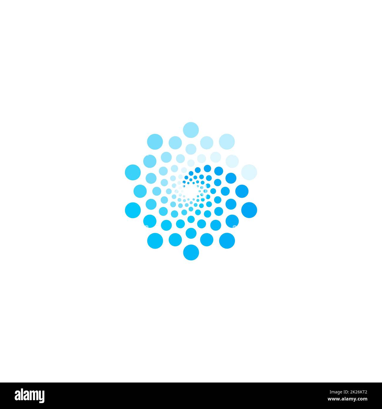 Logo di colore blu onda mare. Tecnologia della rivoluzione digitale, segno dei cerchi. Logotipo rotondo. Icona del processo di download. Foto Stock