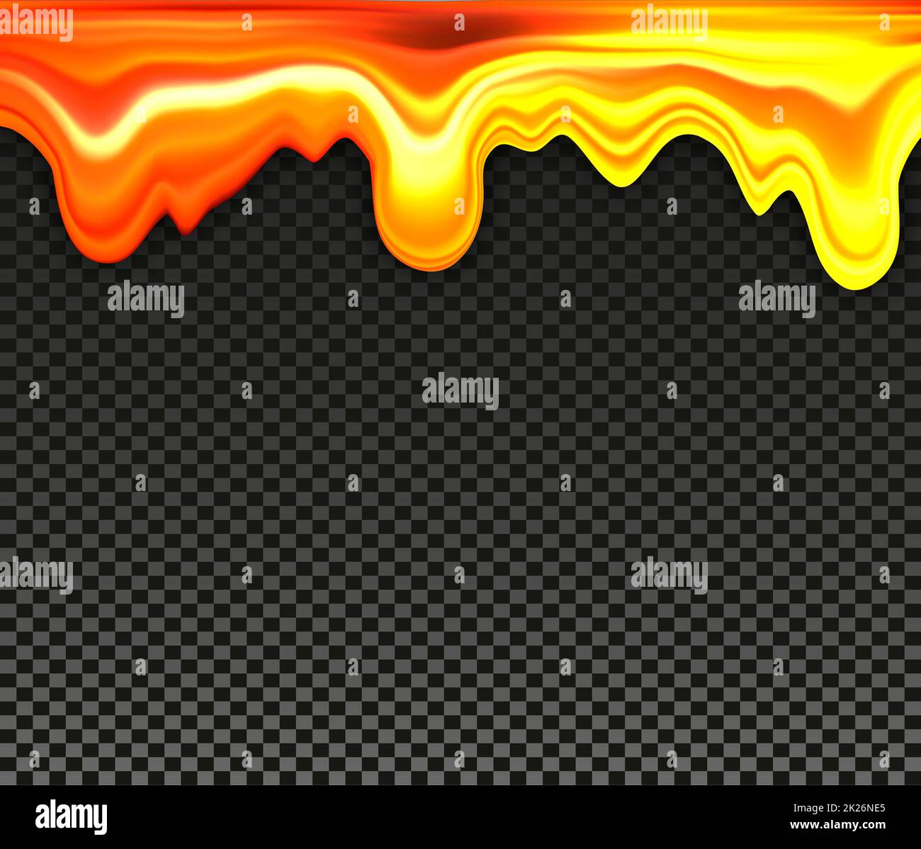 Il gocciolamento di miele nero su sfondo a scacchi, colore dorato di olio o di caramello illustrazione vettoriale Foto Stock