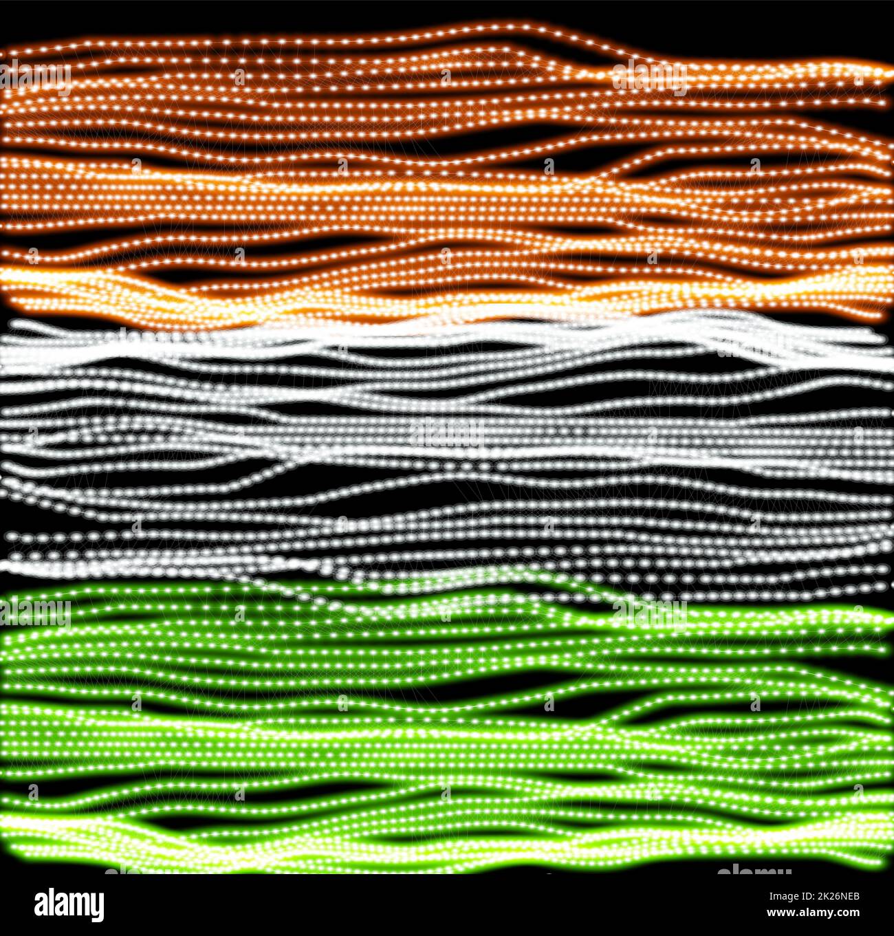 Independence giorno di India di sfondo linee. Illustrazione del vettore sfondo della bandiera indiana. Texture colorata in stile grunge. Foto Stock