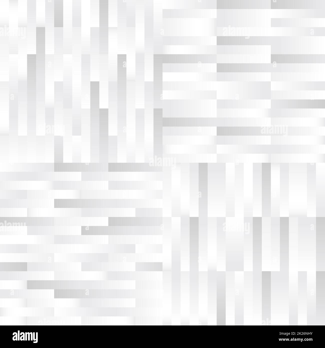 Sfondo isolato astratto di rettangoli di colore bianco e grigio. Sfondo geometrico. Texture senza cuciture. Elemento decorativo a tegola sfumata. Carta da parati a mosaico. Design degli interni. Illustrazione vettoriale. Foto Stock