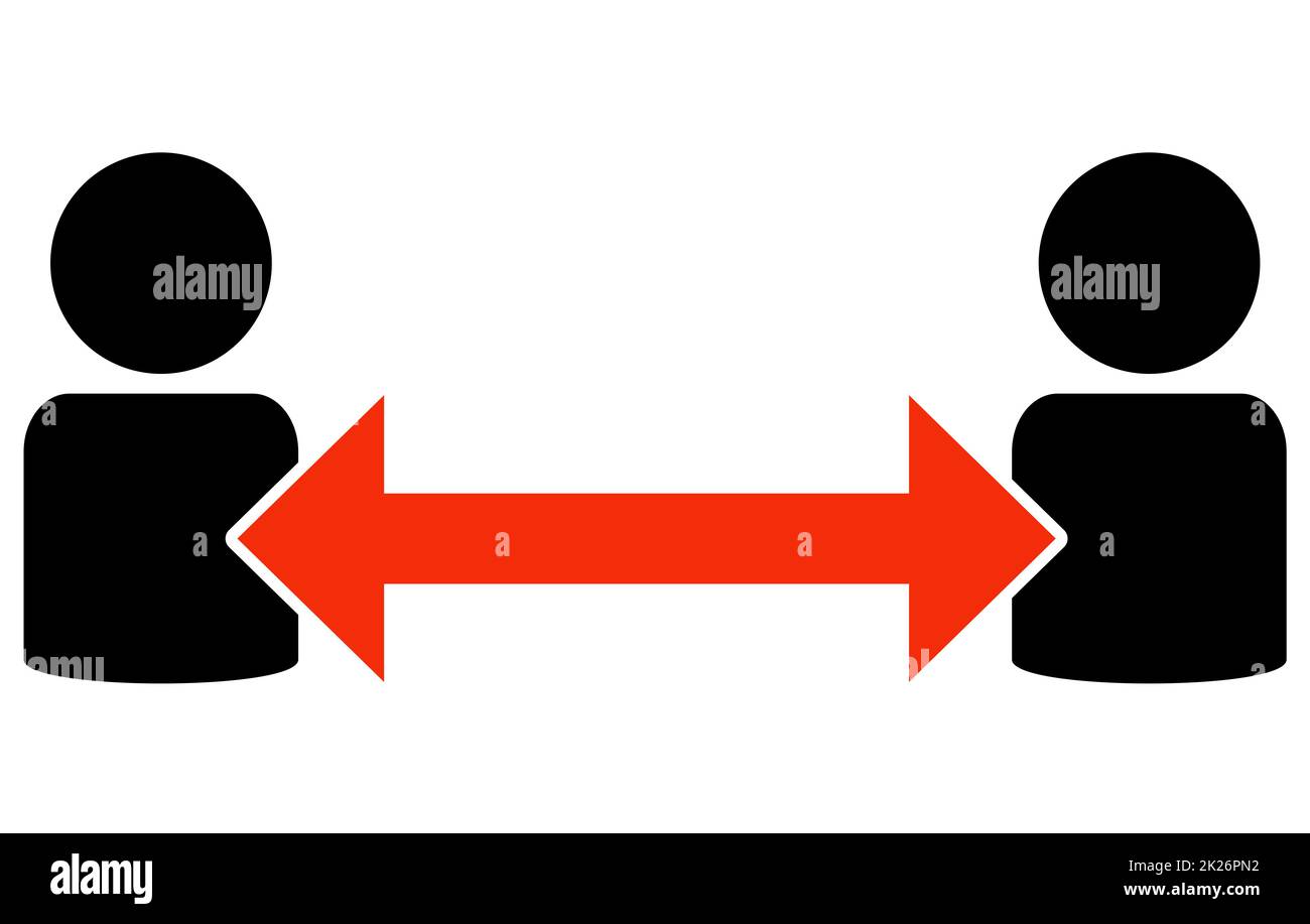 Freccia rossa tra due persone Foto Stock