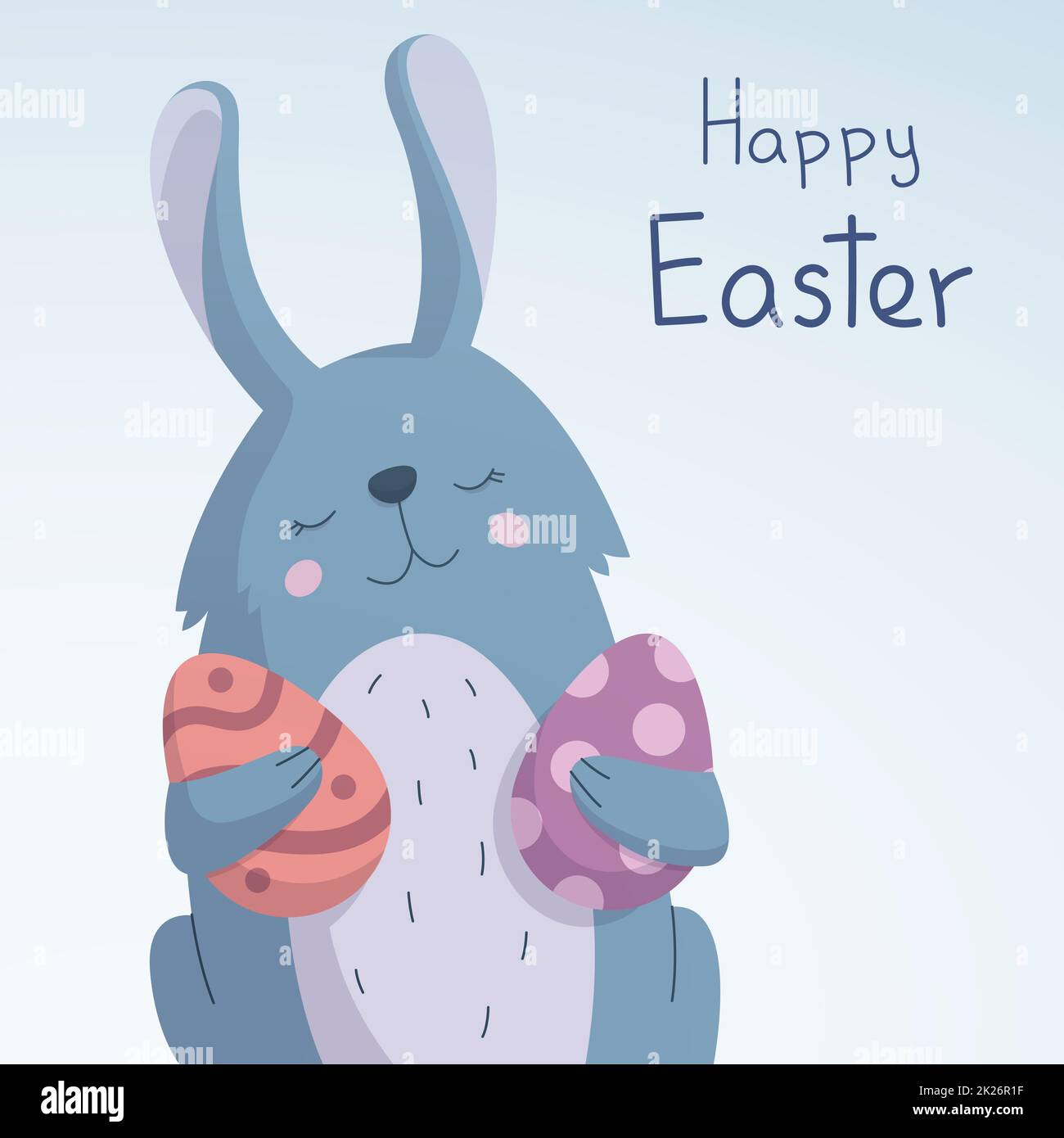 Coniglietto di Pasqua felice con uova in Paws - Vector Foto Stock