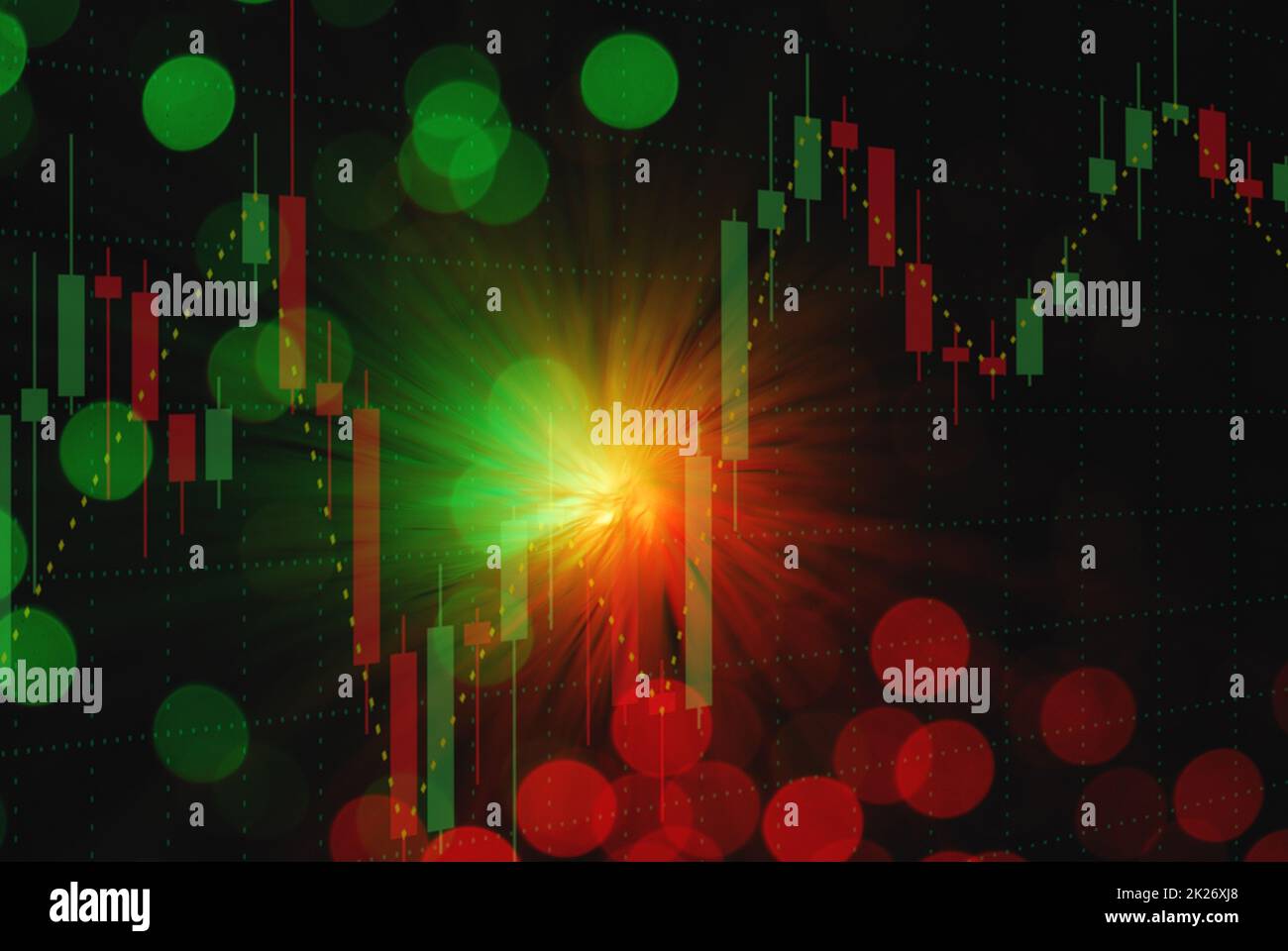 la luce della febbre del vetro e una tabella dal mercato finanziario Foto Stock