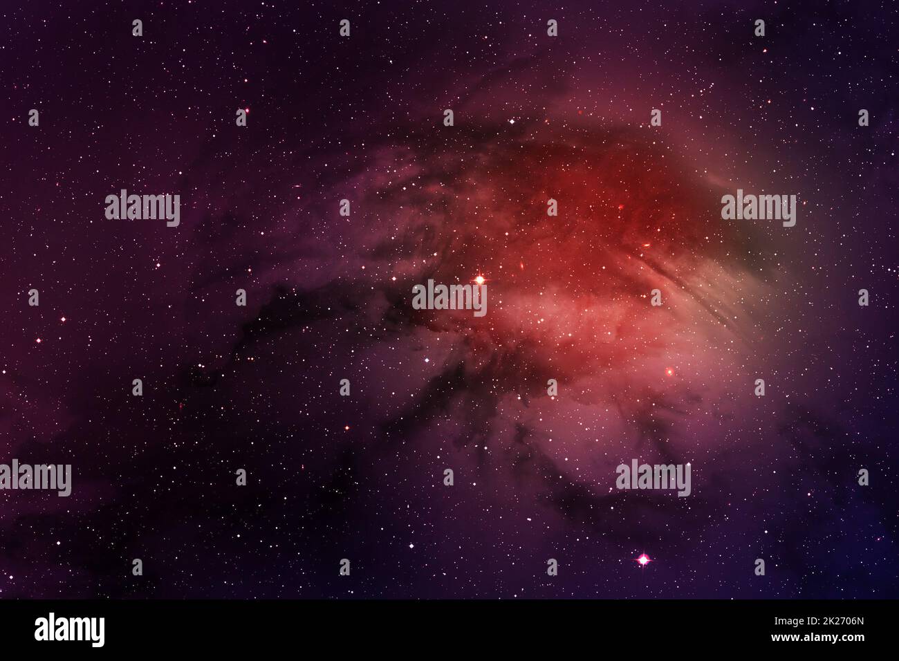 Sfondo spaziale con nebulosa realistica e stelle brillanti. Cosmo colorato con polvere di stelle e latticini. Galassia di colore magico. Universo infinito e notte stellata. Foto Stock