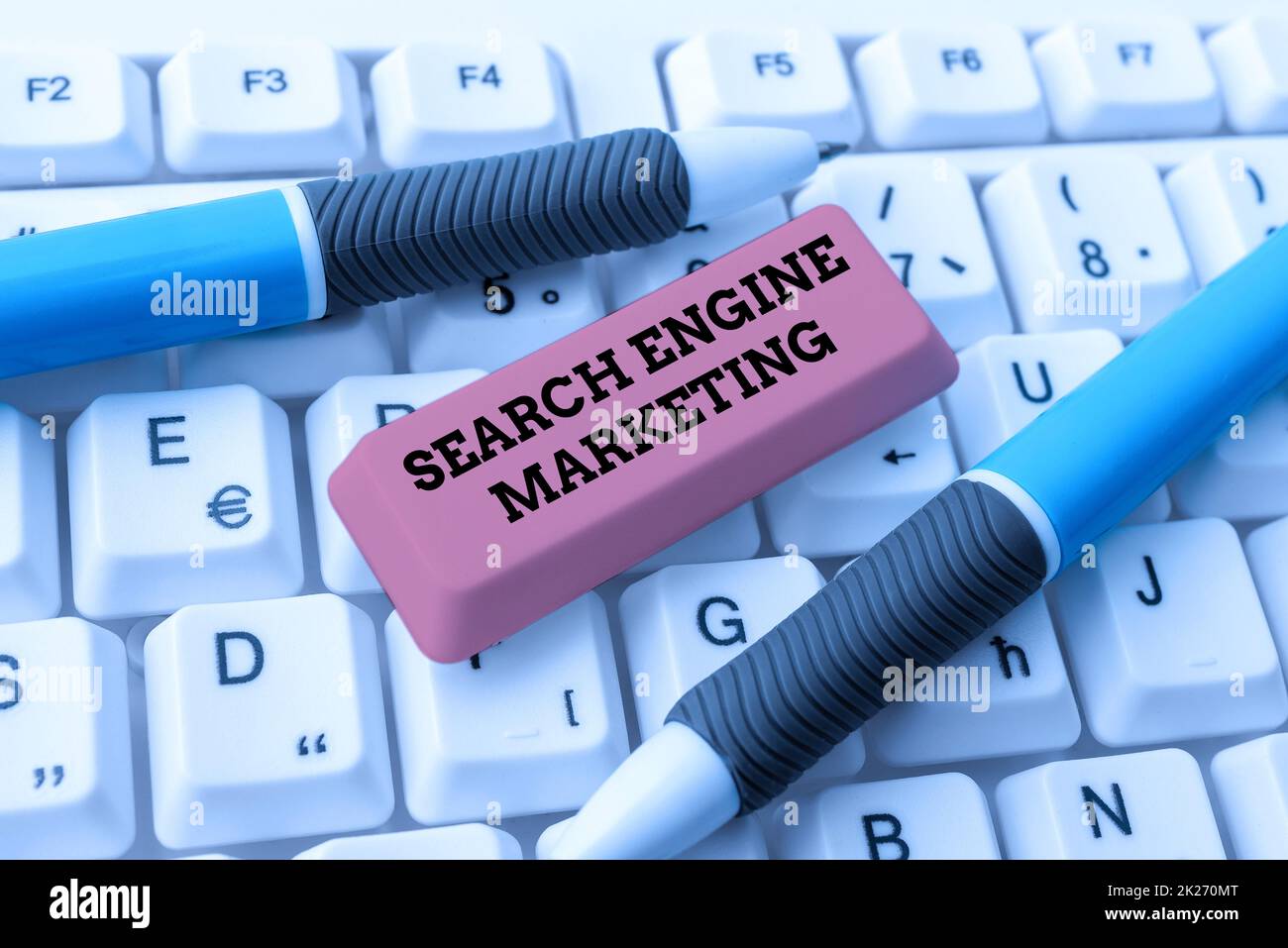 Testo che mostra ispirazione Search Engine Marketing. Concetto che significa ottimizzazione digitale online e classificazione dei siti web scaricare file e dati online, caricare i codici di programmazione Foto Stock