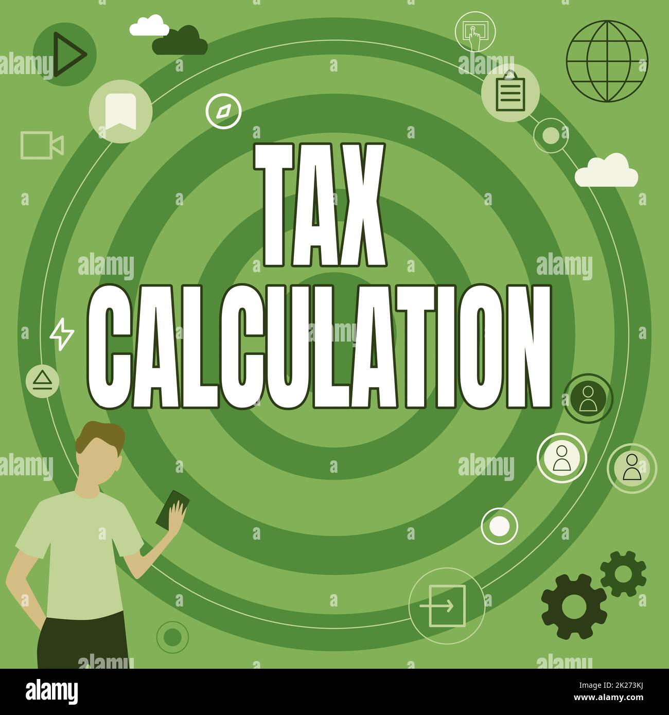 Calcolo dell'imposta del testo di scrittura a mano. Concetto di Internet una valutazione di quanto pagare al governo imprenditore pensiero innovativo Leading Ideas verso un futuro stabile. Foto Stock