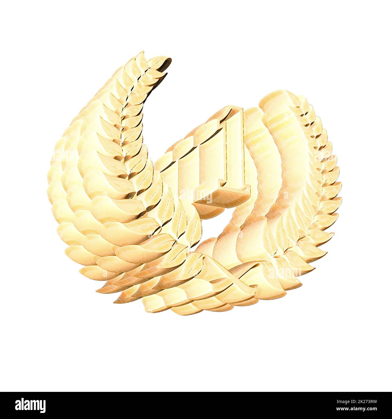 Numero 1 con corona di alloro o corona d'onore come 3D-illustrazione, 3D-rendering Foto Stock