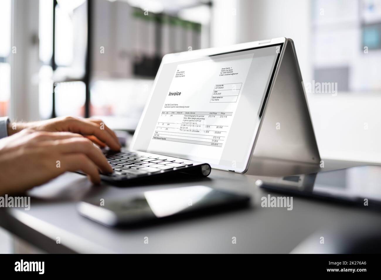 Dichiarazione della fattura elettronica digitale online Foto Stock