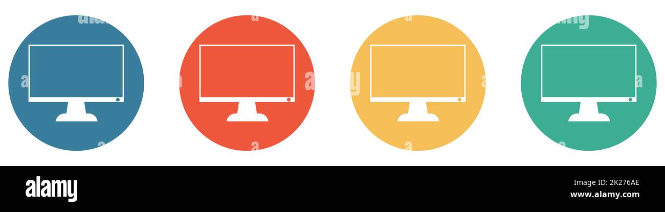 Banner colorato con 4 pulsanti: Monitor del computer Foto Stock