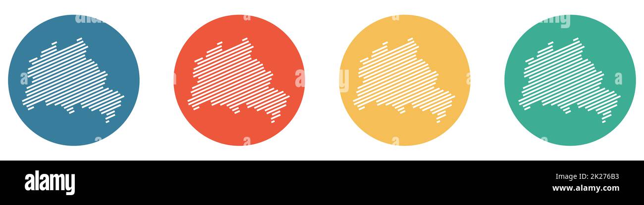 Banner colorato con 4 pulsanti: Berlino - Stato federale in Germania Foto Stock