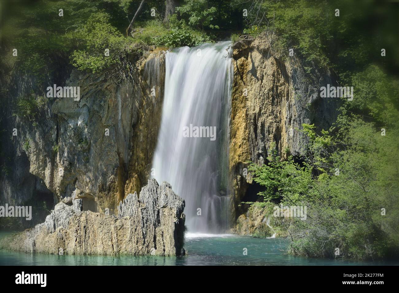 Waterfal a Plitvice parco nazionale croazia lunga esposizione Foto Stock