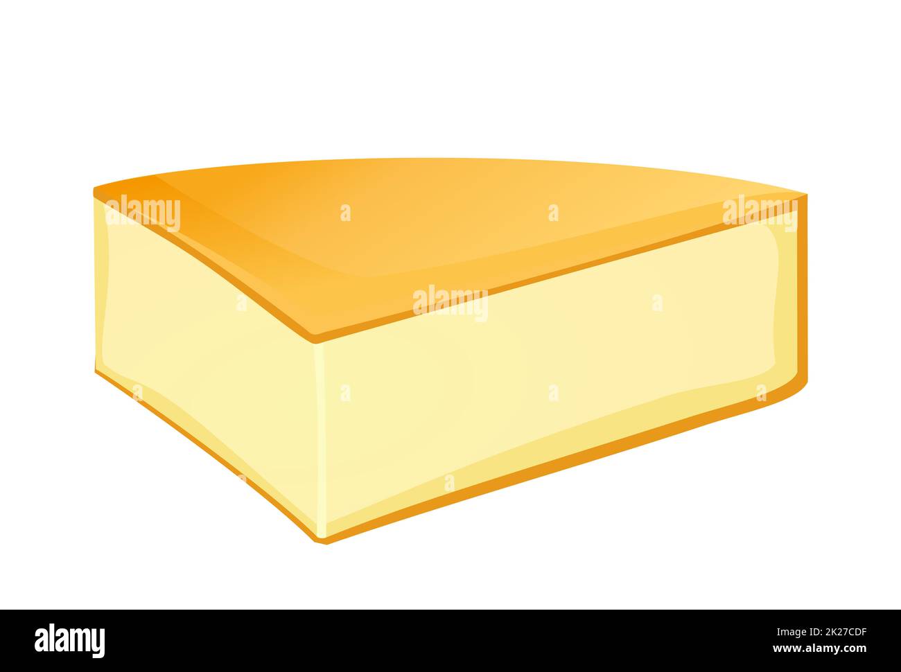 Pezzo realistico di formaggio fresco isolato su sfondo bianco - Vector Foto Stock