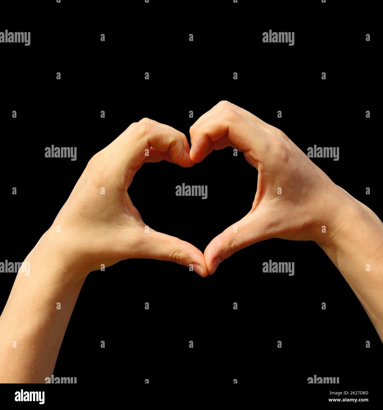 Buon San Valentino sfondo. Cuore a forma di mano. Foto Stock