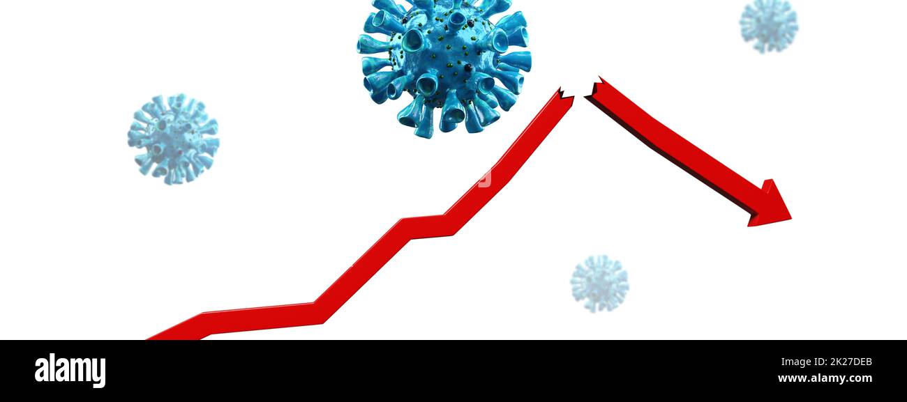 Crisi del Covid e il crollo dei mercati, ricadute economiche. illustrazione 3d Foto Stock