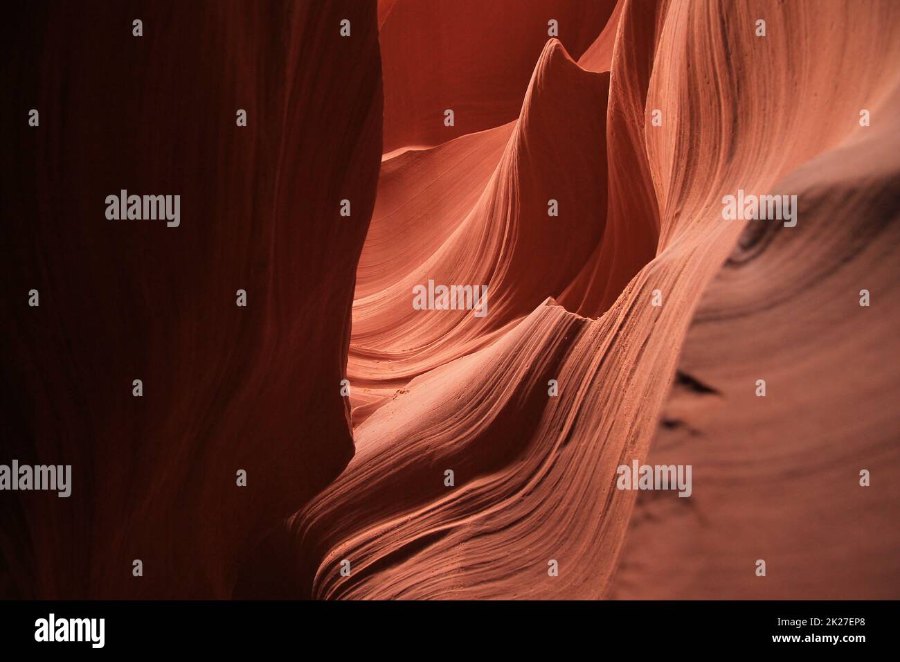 Le stalagmiti di rocce rosse si plasmano nel selvaggio Antelope Canyon Foto Stock