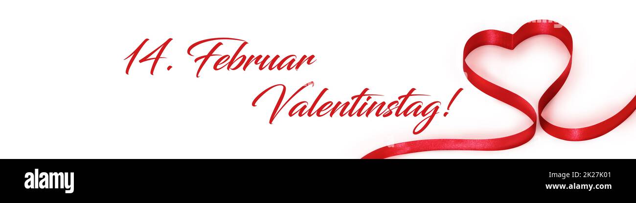 Buon San Valentino. Elegante nastro a forma di cuore. Simbolo dell'amore. Foto Stock