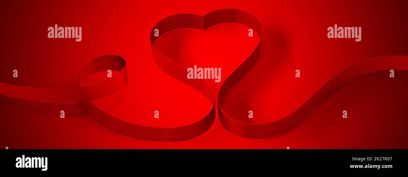 Buon San Valentino. Elegante nastro a forma di cuore. Simbolo dell'amore. Foto Stock