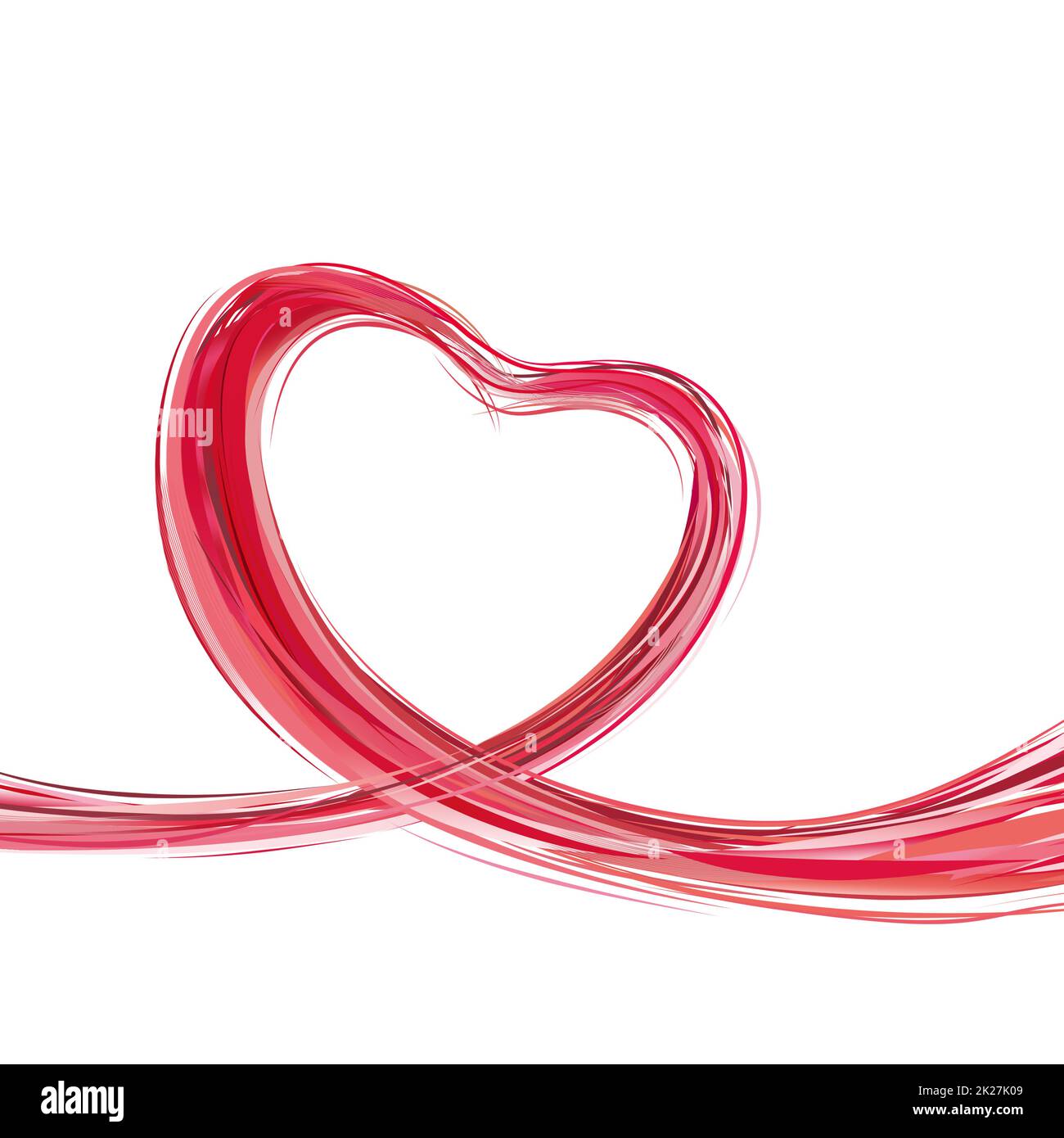 Buon San Valentino. Elegante nastro a forma di cuore. Simbolo dell'amore. Foto Stock