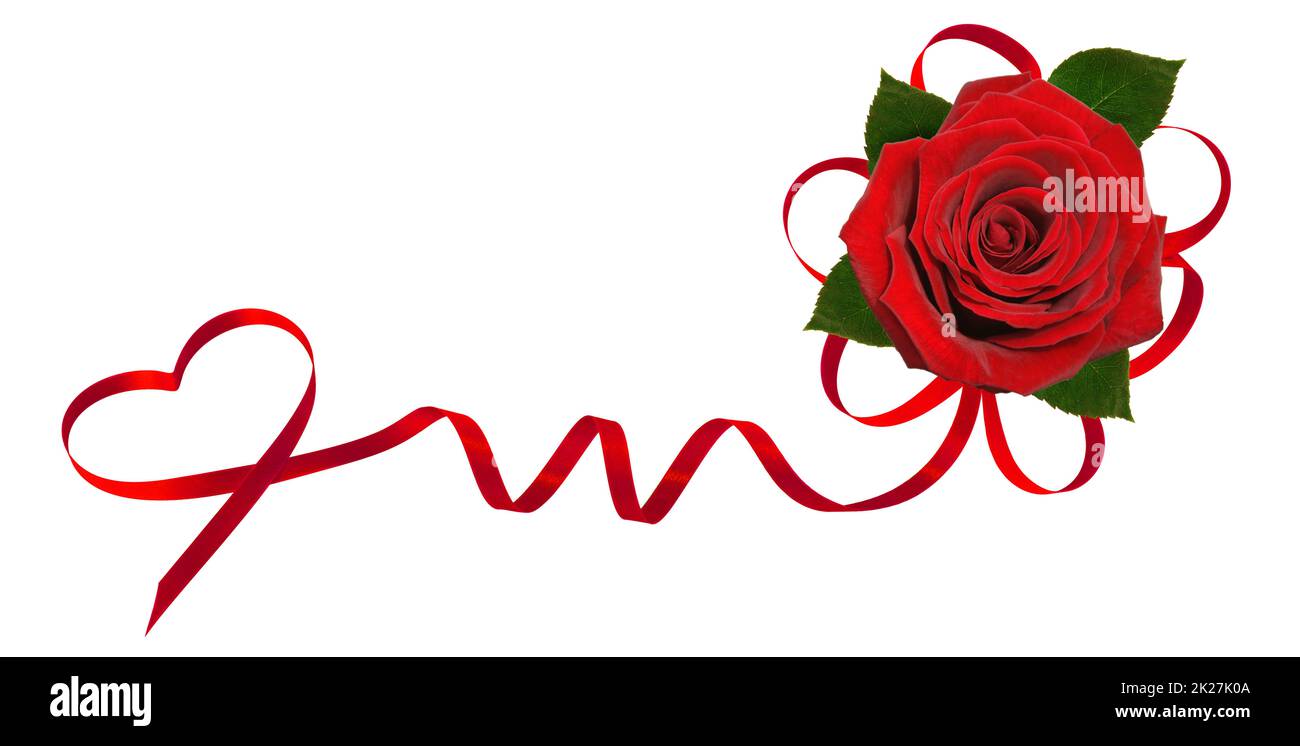 Buon San Valentino. Elegante nastro a forma di cuore. Simbolo dell'amore. Foto Stock