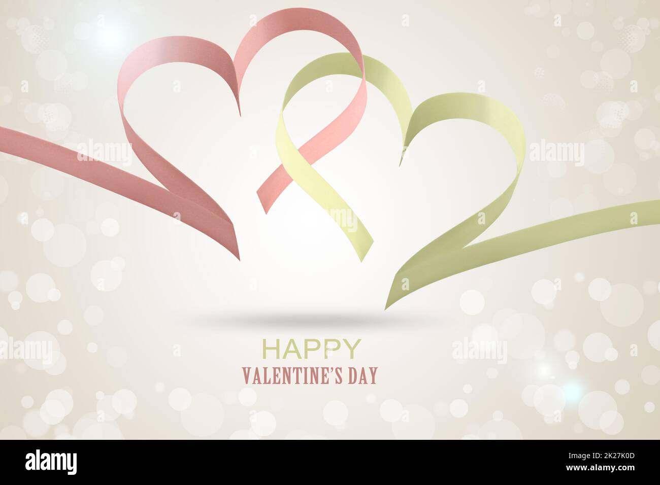 Buon San Valentino. Elegante nastro a forma di cuore. Simbolo dell'amore. Foto Stock