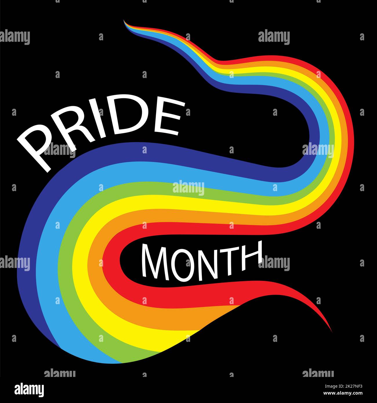 Elementi di design del mese di orgoglio. Nastro colorato con colori LGBT isolati. Linea Rainbow Stripe. Concetto LGBTQ. Foto Stock