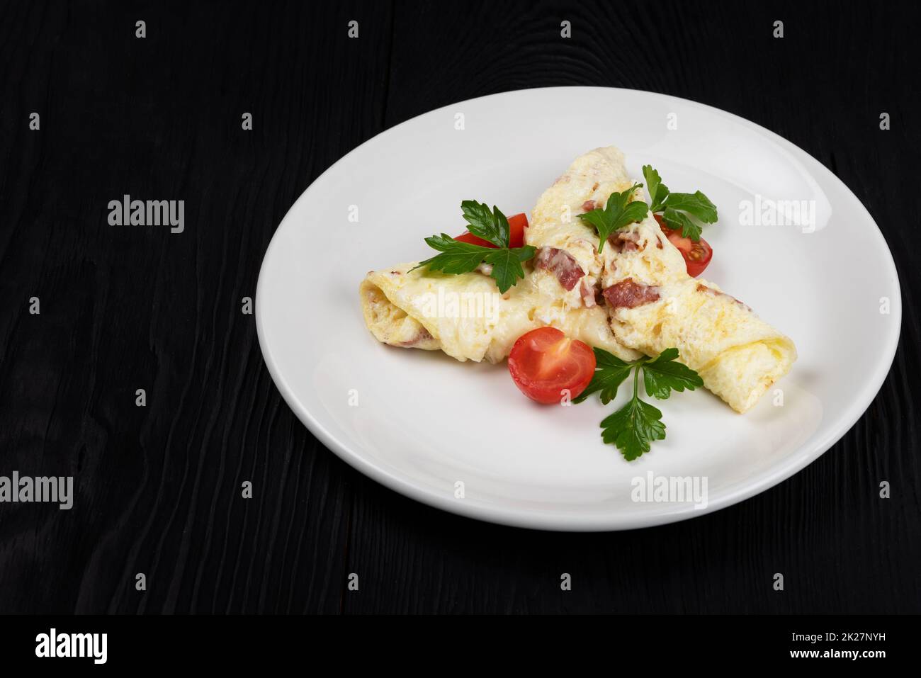 Omelette con formaggio e formaggio Foto Stock