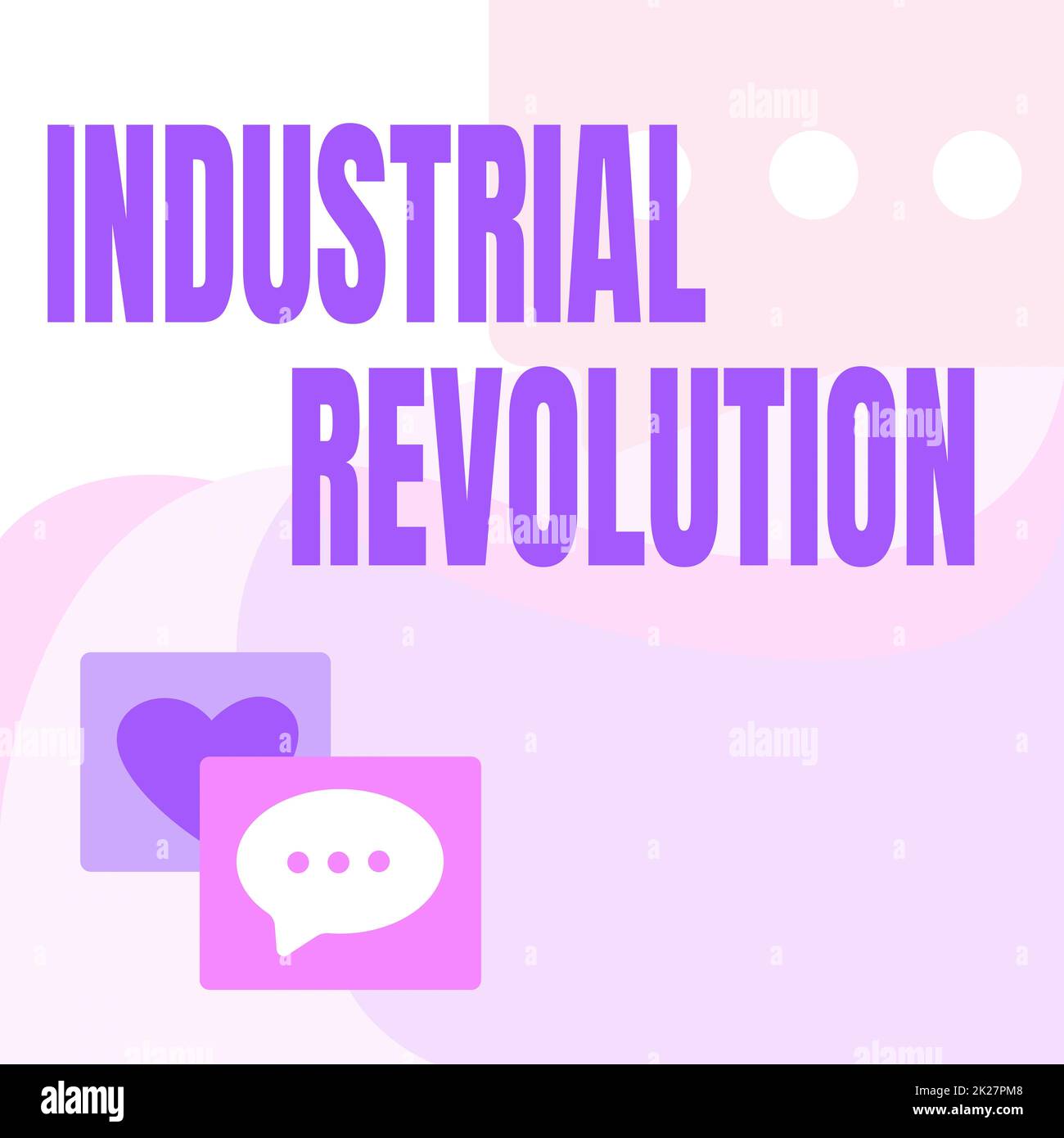 Ispirazione che mostra il segno Rivoluzione industriale. Approccio aziendale cambiamenti nella produzione e nel trasporto merci messaggio S disegno con Speech Bubbles con Heart Symbols. Foto Stock