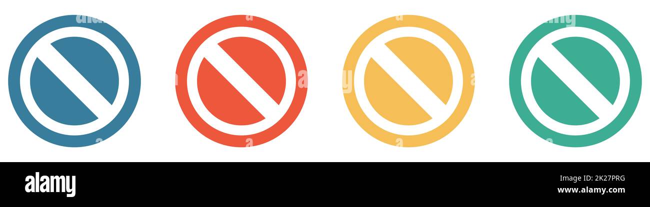 Banner colorato con 4 pulsanti: Cartello vietato Foto Stock