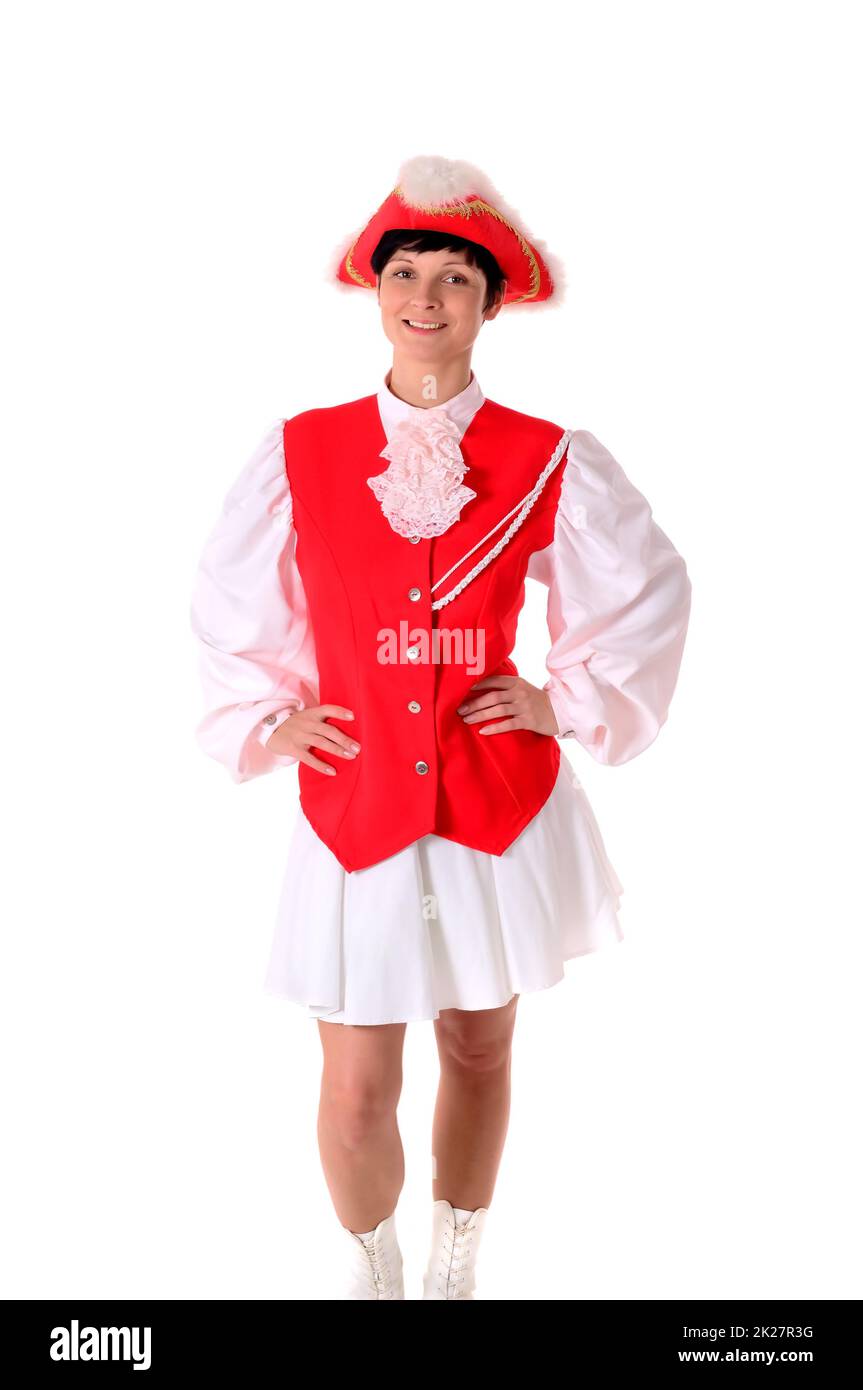 Mardi Gras, ritratto di una giovane donna attraente in uniforme della Guardia di Carnevale Foto Stock