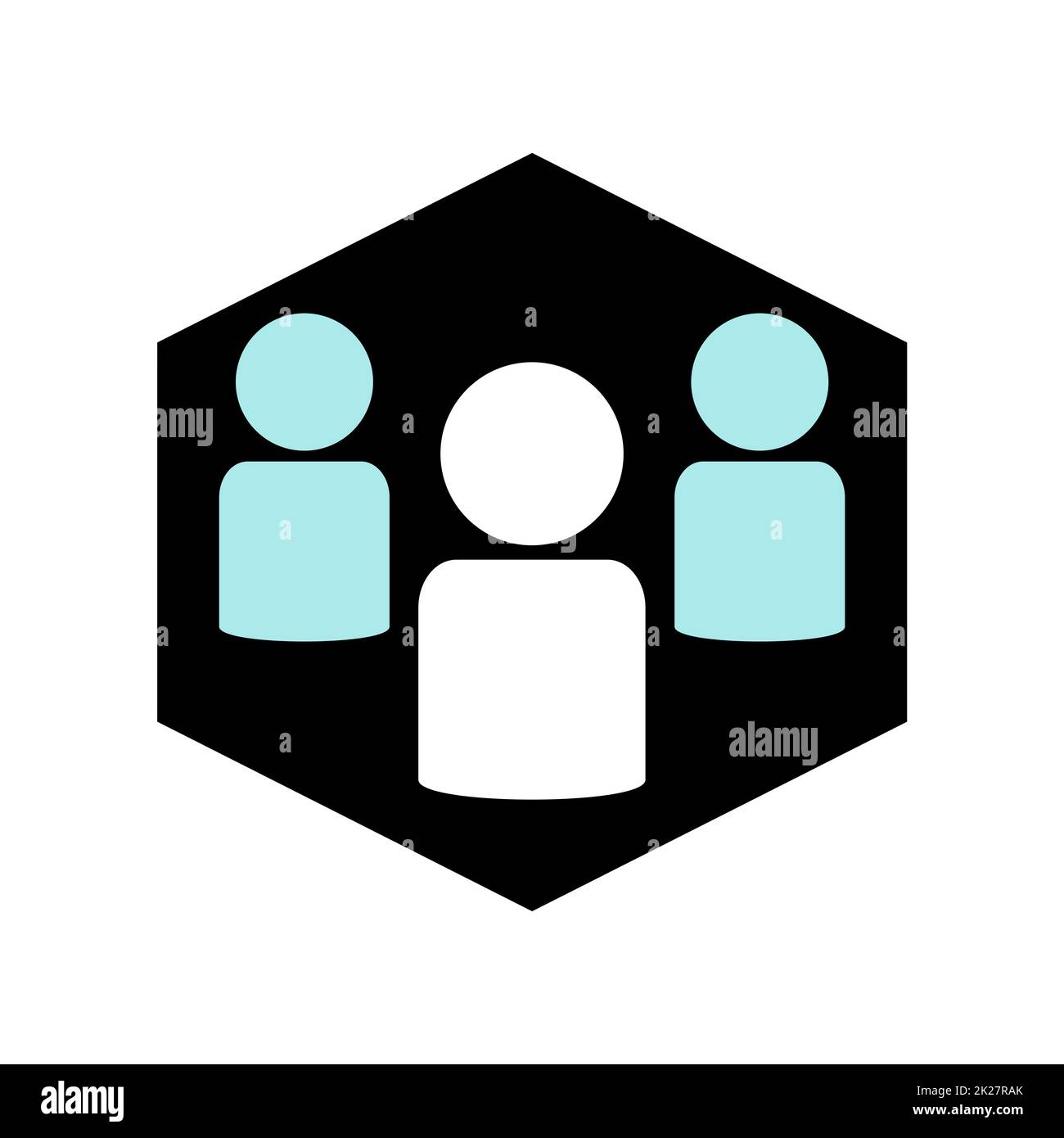 Pulsante esagonale nero con icona di gruppo Foto Stock