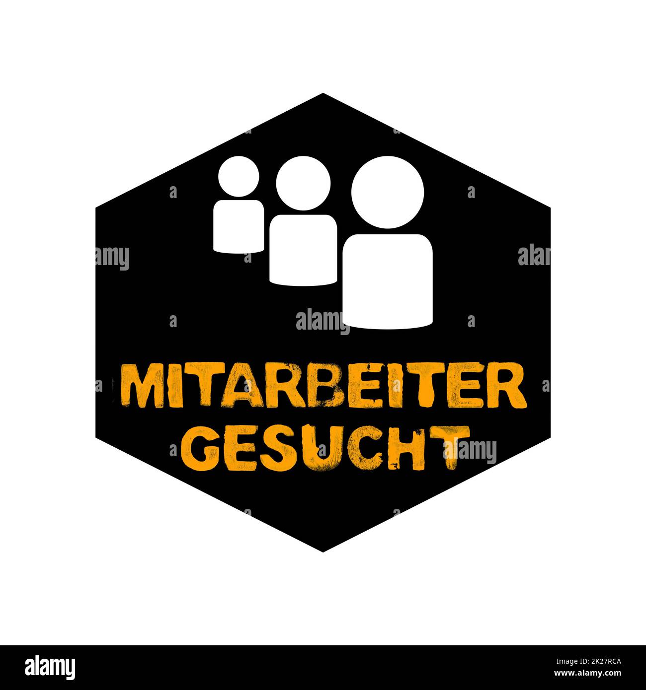 Pulsante esagonale nero con icona persone che mostra: I dipendenti voleva il tedesco Foto Stock