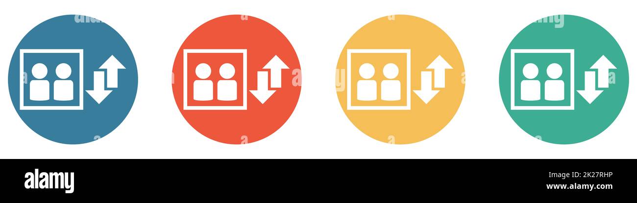 Banner colorato con 4 pulsanti: Ascensore su e giù Foto Stock