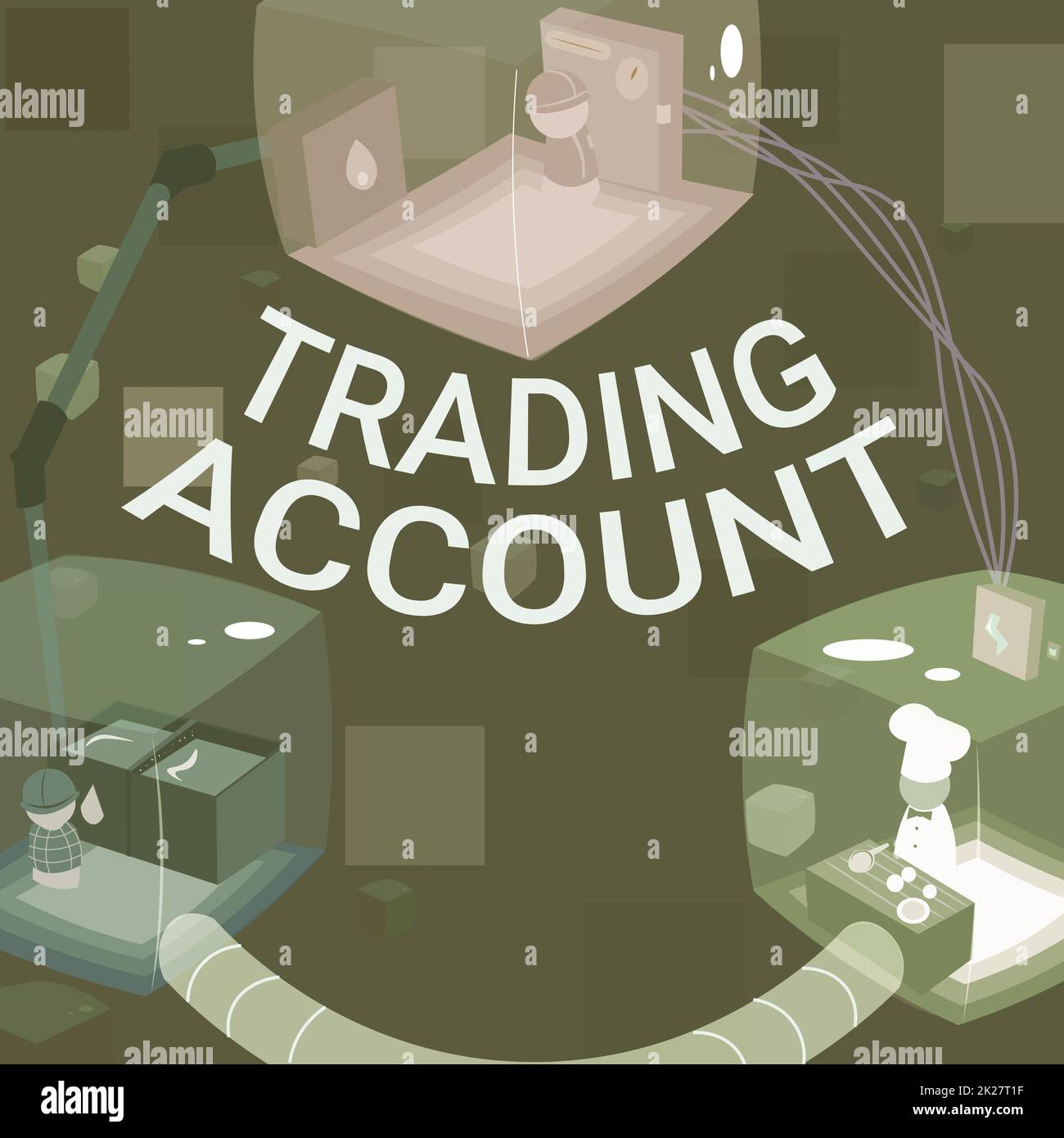 Testo scritto a mano conto commerciale. Panoramica delle attività conto d'investimento con titoli in contanti o altre partecipazioni in stand che forniscono le risorse necessarie per il luogo di lavoro. Foto Stock