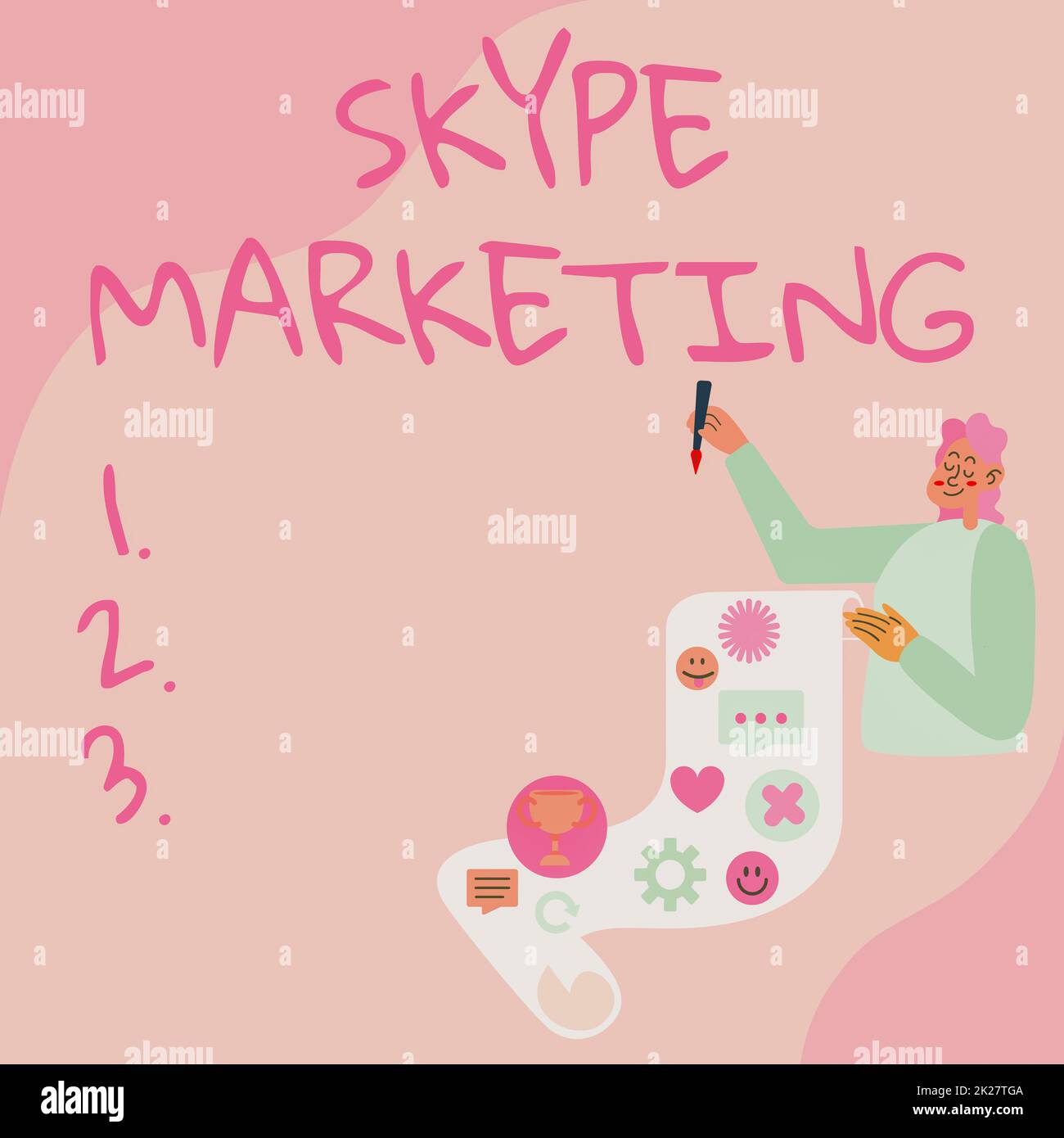 Ispirazione che mostra il segno di marketing Skype. App Internet Concept specializzate nella fornitura di video chat e voce Lady Presenting Paper che mostra i suoi risultati obiettivi idee progetto. Foto Stock