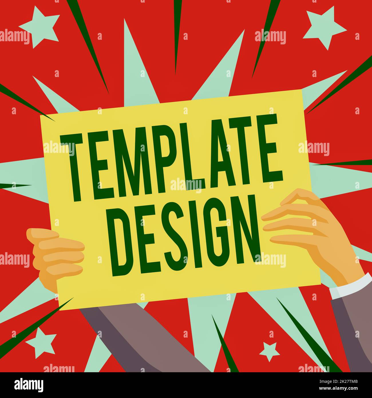 Scrittura visualizzazione testo modello Design. Panoramica aziendale un layout generale o un modello con un formato da utilizzare Hands Holding Paper che mostra nuove idee circondato da stelle. Foto Stock