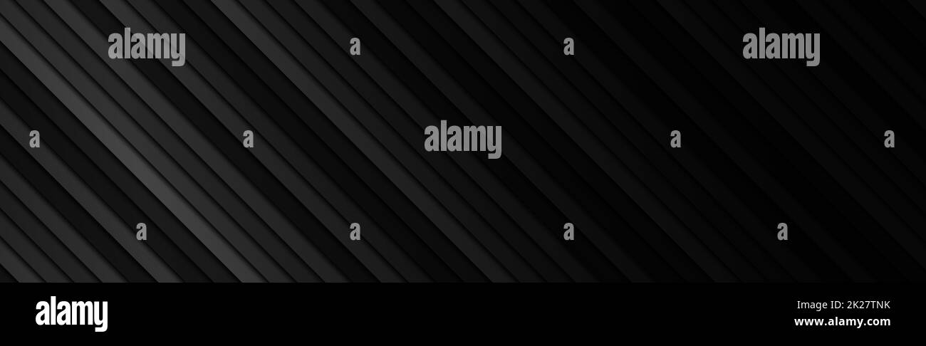 Linee diagonali panoramiche nere e grigie, sfondo web - vettore Foto Stock