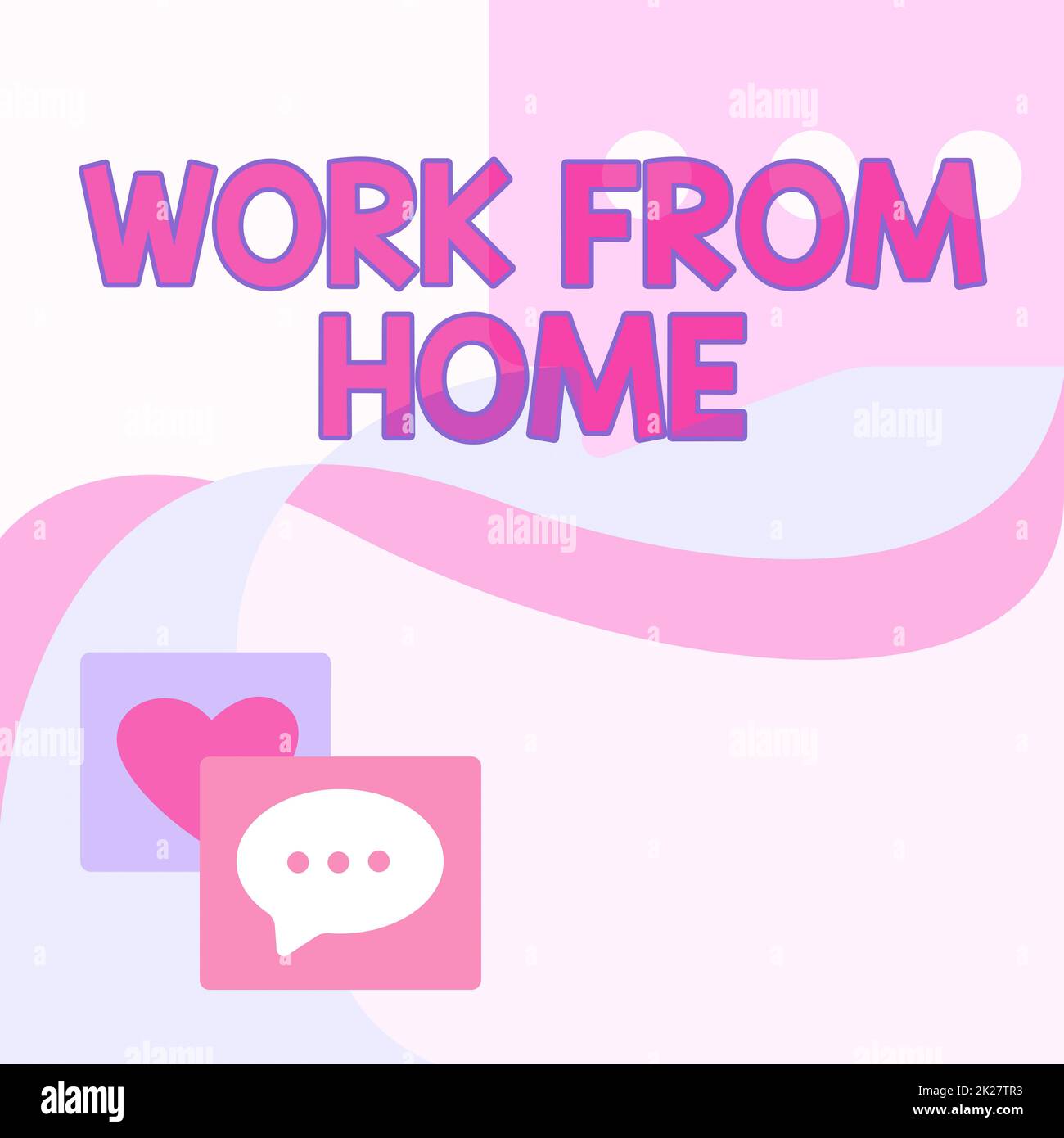 Scrittura a mano di testo da casa. Business showcase comunicare con l'azienda principalmente da casa flessibile messaggio S disegno con Speech Bubbles con Heart Symbols. Foto Stock