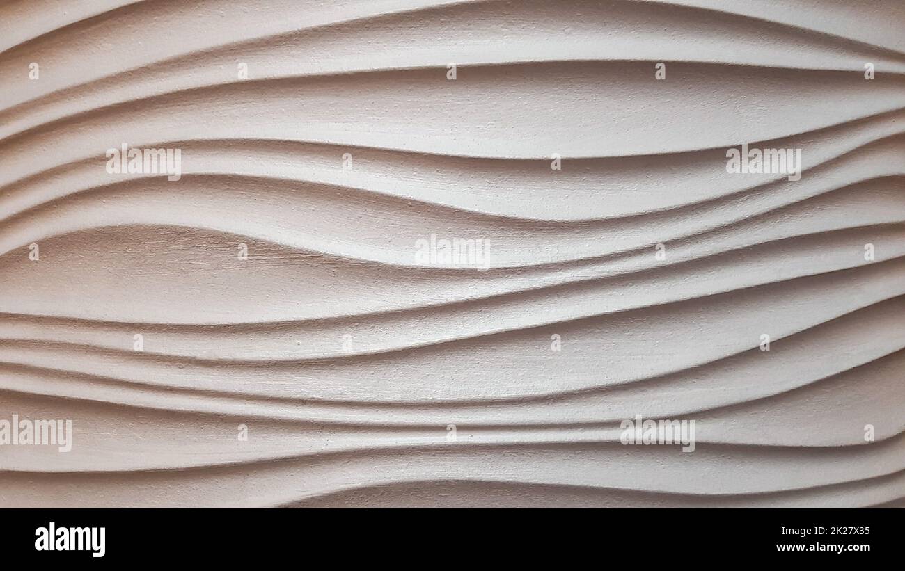 Texture gesso. Sfondo ondulato. Decorazione interna di pareti o pannelli. sfondo bianco di onde astratte. Pattern astratto, moderno ondulato, sovrapposizione geometrica dello strato di sfondo Foto Stock