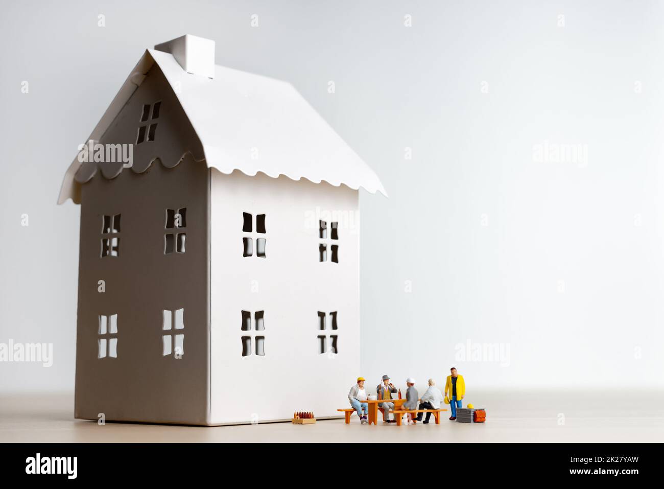 Costruttori che hanno rottura in cantiere Foto Stock