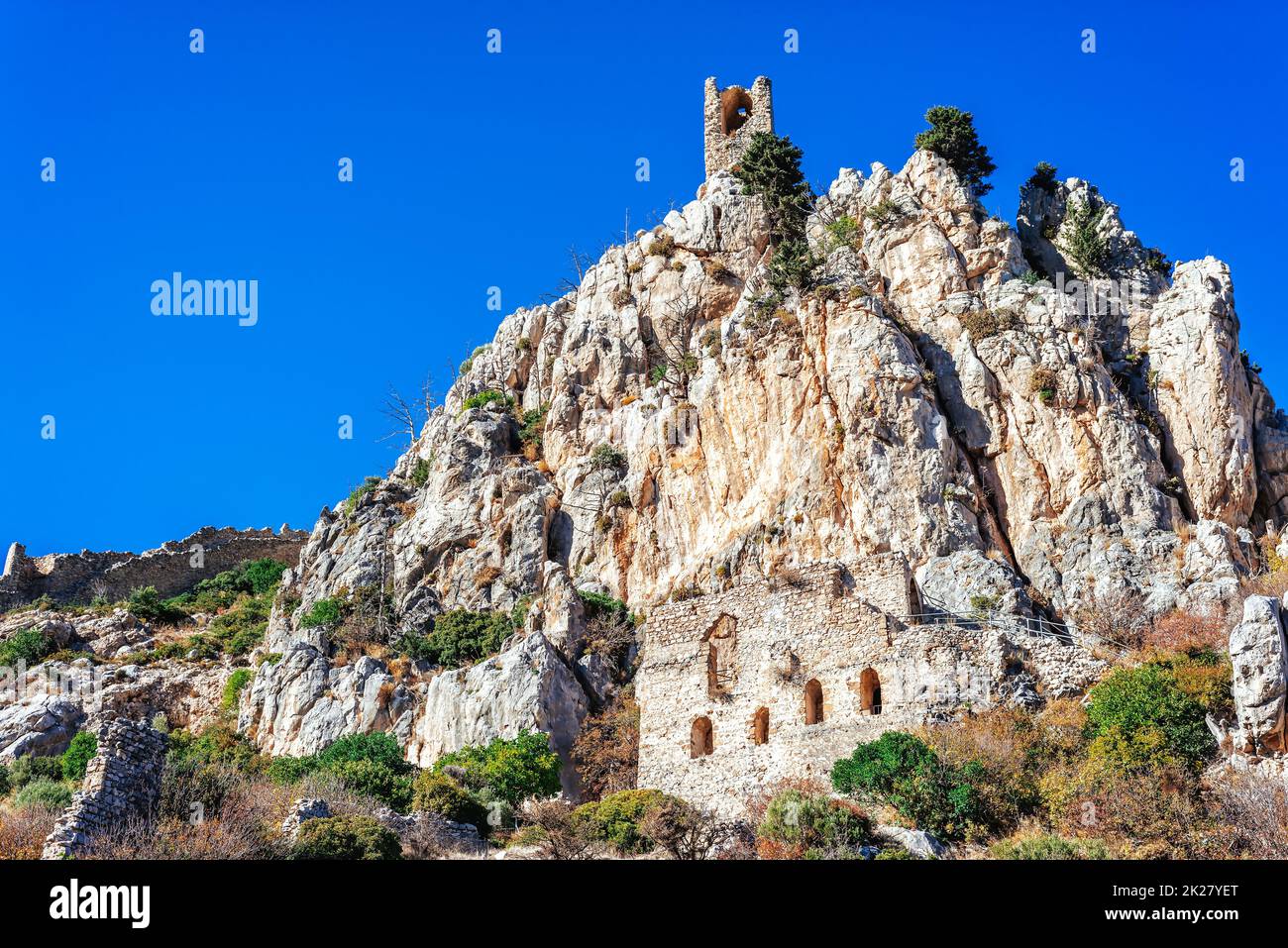 Castello di Sant'Ilarion (la torre del Principe Giovanni), Kyrenia, Cipro Foto Stock