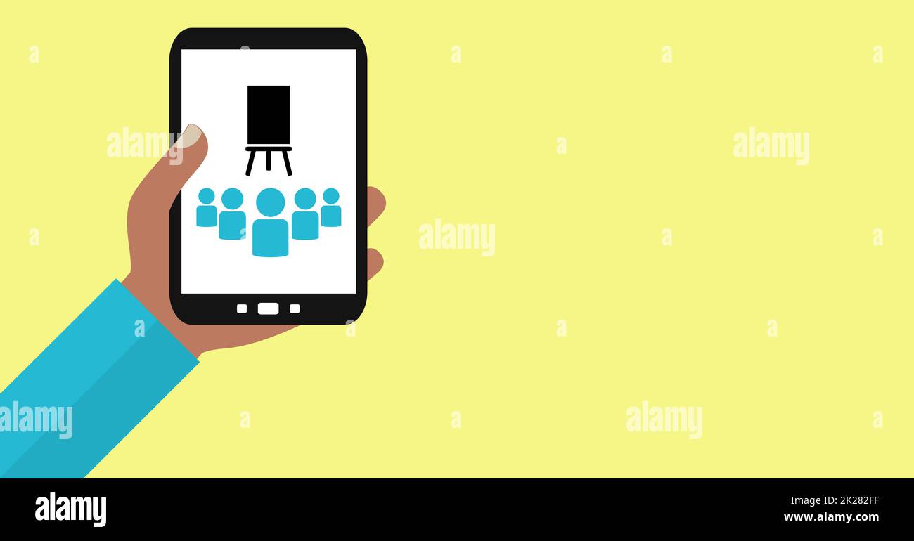 Educazione digitale con smartphone - persona a colori Foto Stock