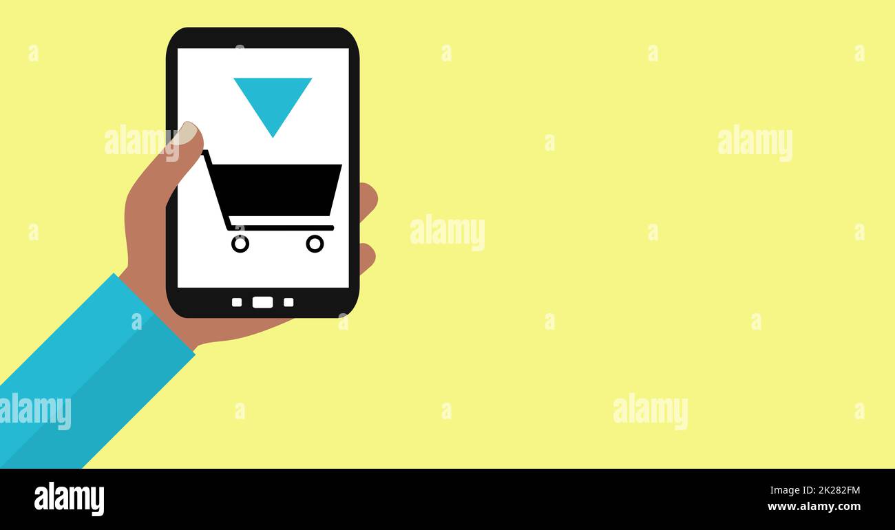 Shopping con smartphone - persona a colori Foto Stock