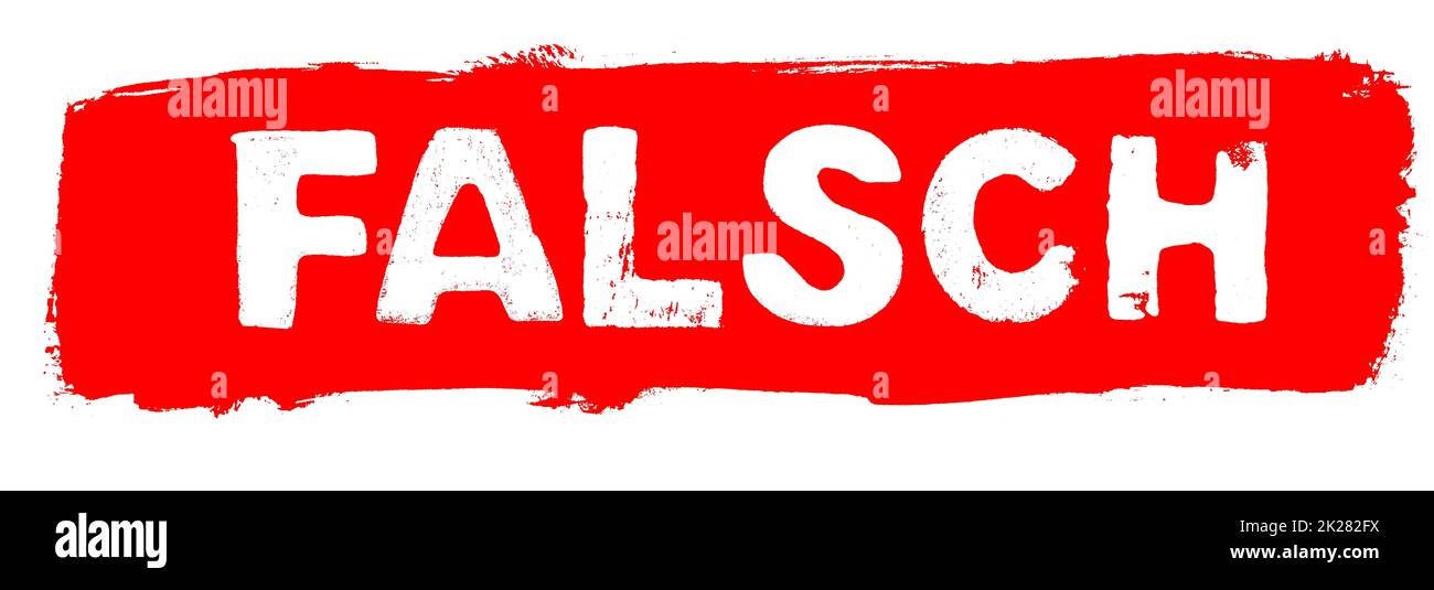Banner rosso grunge - sbagliato in tedesco Foto Stock