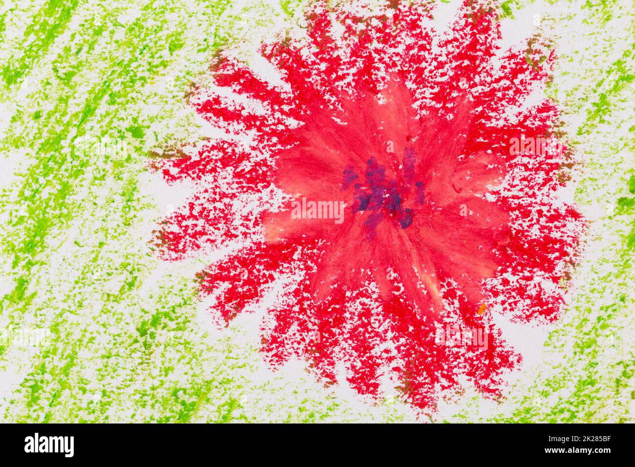 crayon mano disegno fiori texture verde Foto Stock