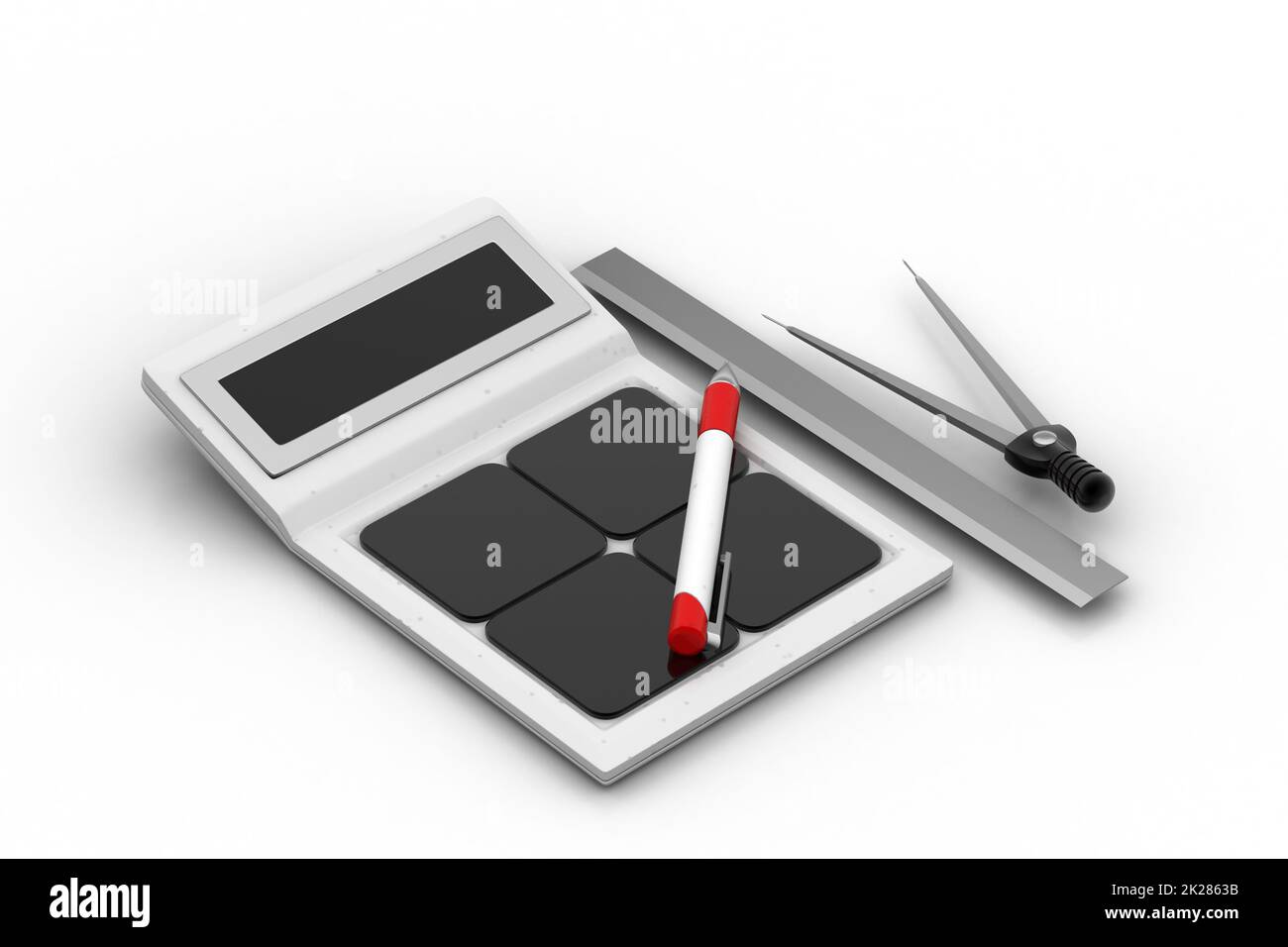 Calcolatrice con strumenti di progettazione Foto Stock