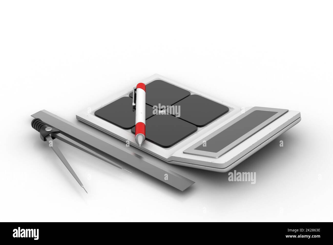 Calcolatrice con strumenti di progettazione Foto Stock