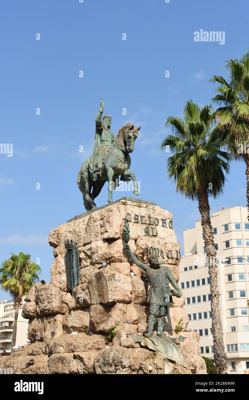 Monumento a Cavallo in Plaza de Espana a Palma di Maiorca, Isole Baleari, Spagna Foto Stock